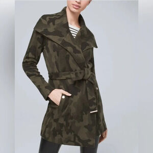 White House Black Market Camouflage Belted Sweater Coat Size Small